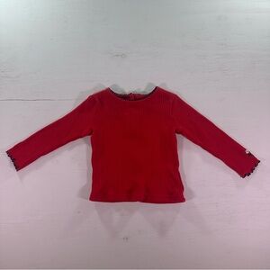 Little Girls Red Long Sleeve Shirt Toddler Size 4T Embroidered Vtg (S100)